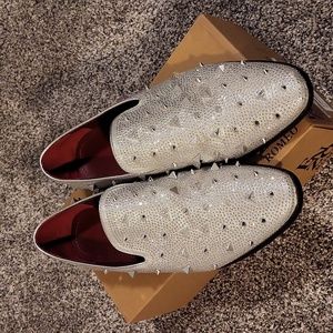 Silver Spiked Formal Men's Loafers Dress Shoes